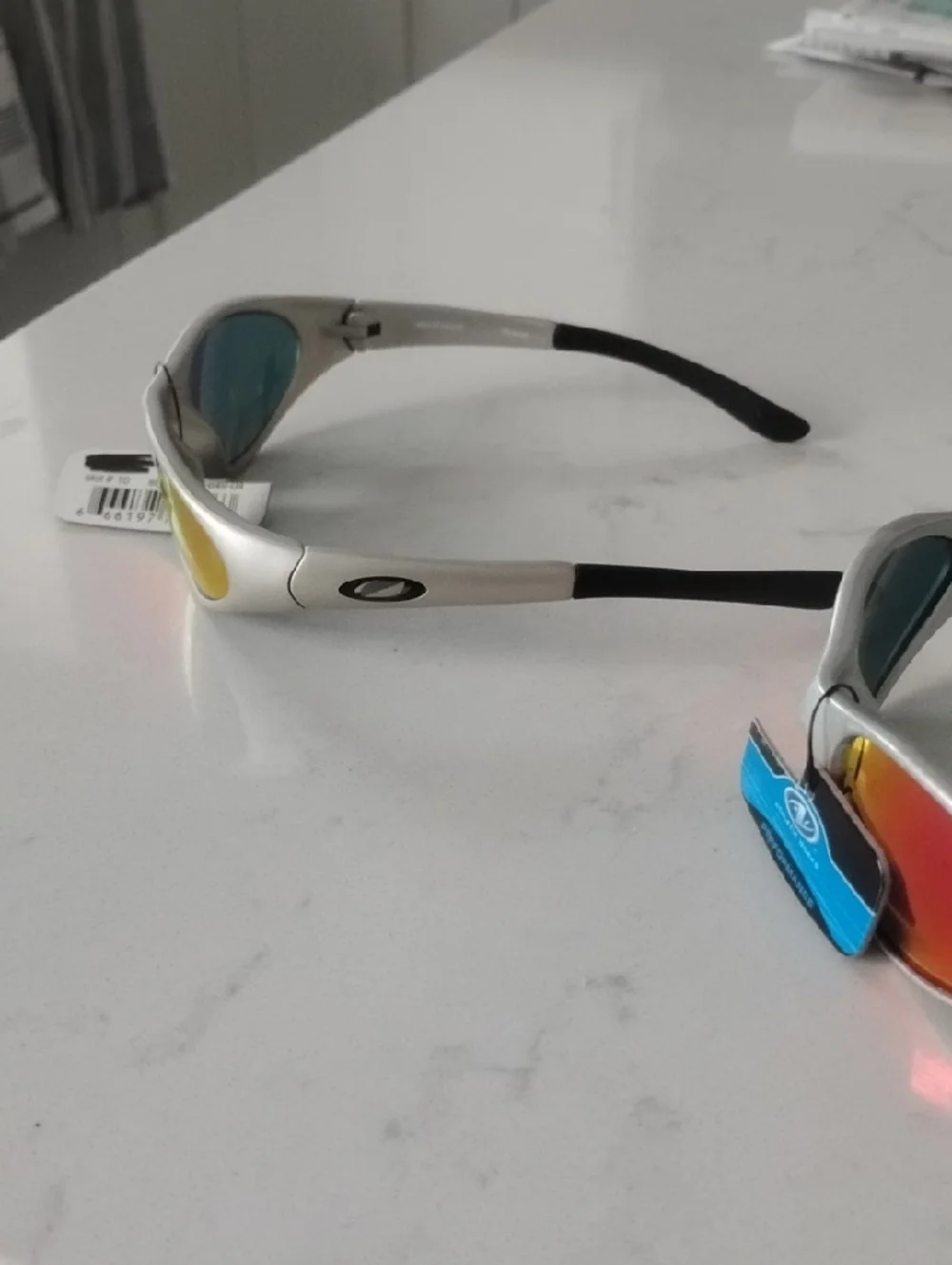 2 Pair Silver Frame Sunglasses with Orange-Red Mirror Lenses - Picture 4 of 13